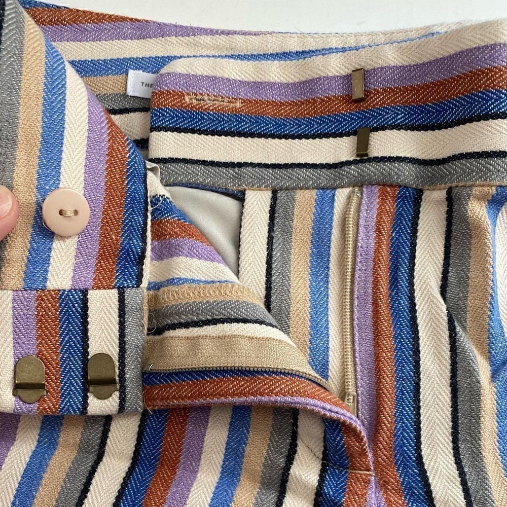 LOFT Riviera Linen Blend Multi-Color Striped Short Shorts Size 4 - Picture 8 of 11